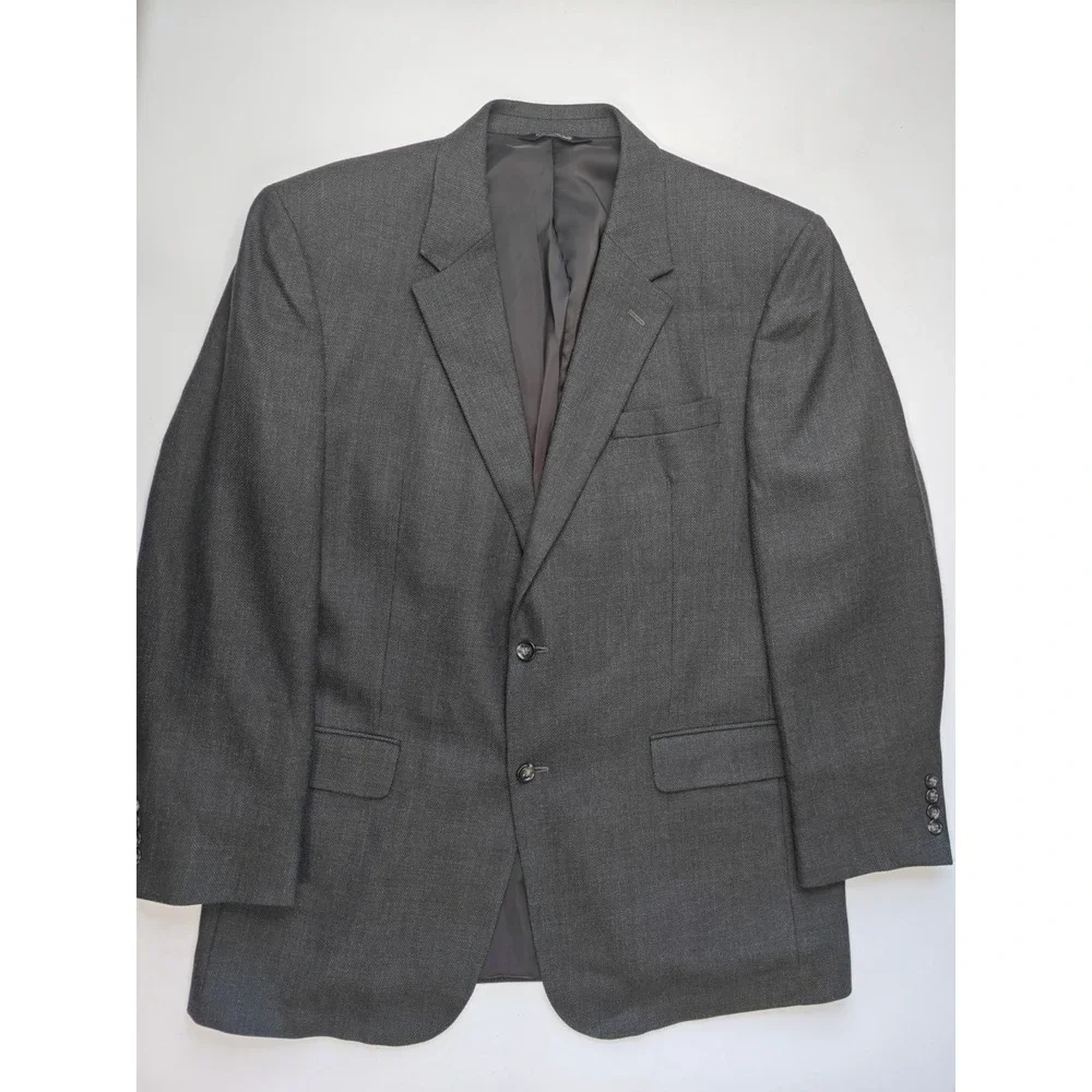 Jos A Bank Mens Wool Sport Coat 46L Dark Brown Traveler's Collection 2 Button